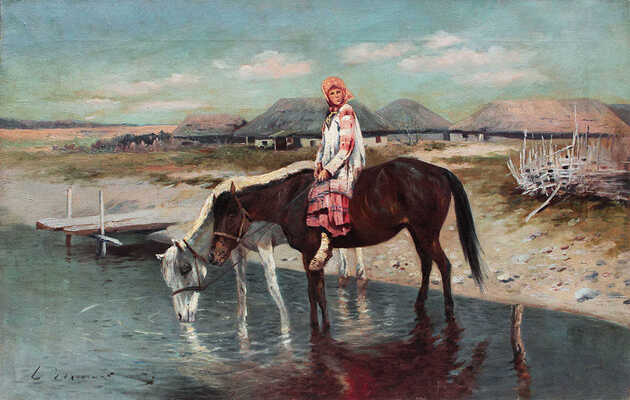 Ворошилов Сергей Семенович. Красавица в национальной одежде верхом на лошади